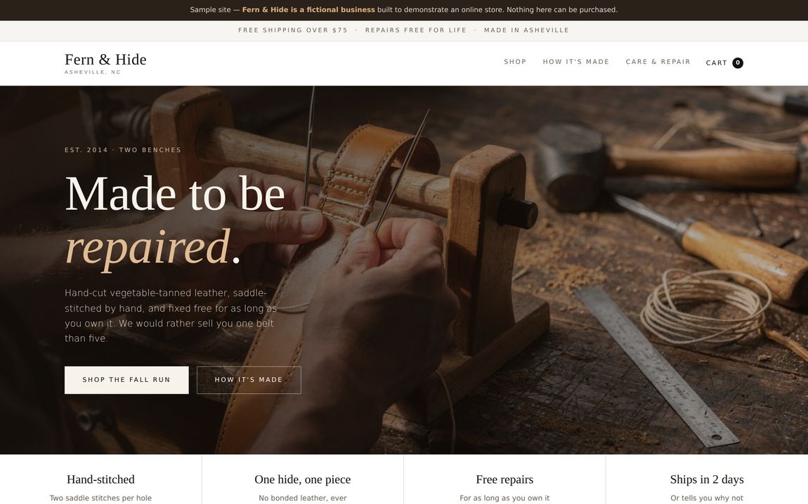 Fern and Hide sample online store